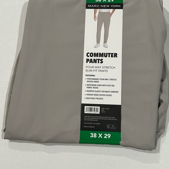 Marc New York 38x29 Men’s Commuter Pants Four Way Stretch Slim Fit Pants - New - Picture 4 of 6
